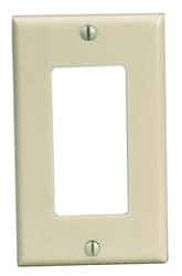 Leviton - 1 Gang, 4-1/2 Inch Long x 2-3/4 Inch Wide, Standard Switch Plate - Decorator Switch, Ivory, Plastic - Best Tool & Supply