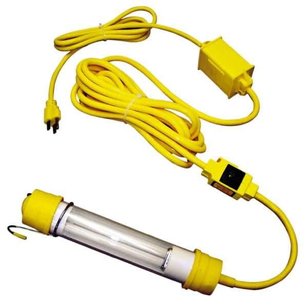 Made in USA - 120 Volt, 13 Watt, Electric, Fluorescent Portable Hook Work Light - 25' Cord, 1 Head - Best Tool & Supply