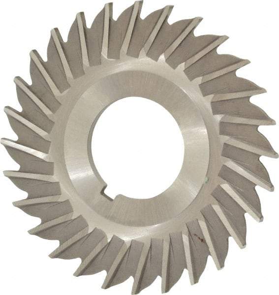 Made in USA - 2-1/2" Blade Diam x 3/32" Blade Thickness, 7/8" Hole, 28 Teeth, High Speed Steel Side Chip Saw - Straight Tooth, Arbor Connection, Right Hand Cut, Uncoated, with Keyway - Best Tool & Supply