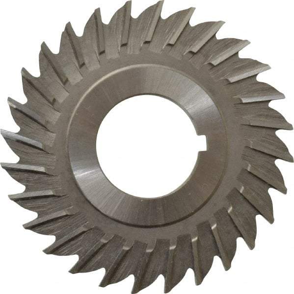 Made in USA - 2-1/2" Blade Diam x 1/8" Blade Thickness, 7/8" Hole, 28 Teeth, High Speed Steel Side Chip Saw - Straight Tooth, Arbor Connection, Right Hand Cut, Uncoated, with Keyway - Best Tool & Supply