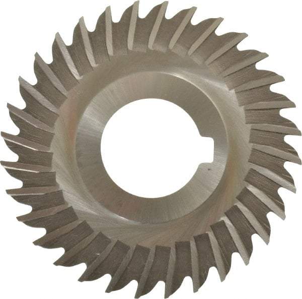 Made in USA - 3" Blade Diam x 1/16" Blade Thickness, 1" Hole, 32 Teeth, High Speed Steel Side Chip Saw - Straight Tooth, Arbor Connection, Right Hand Cut, Uncoated, with Keyway - Best Tool & Supply