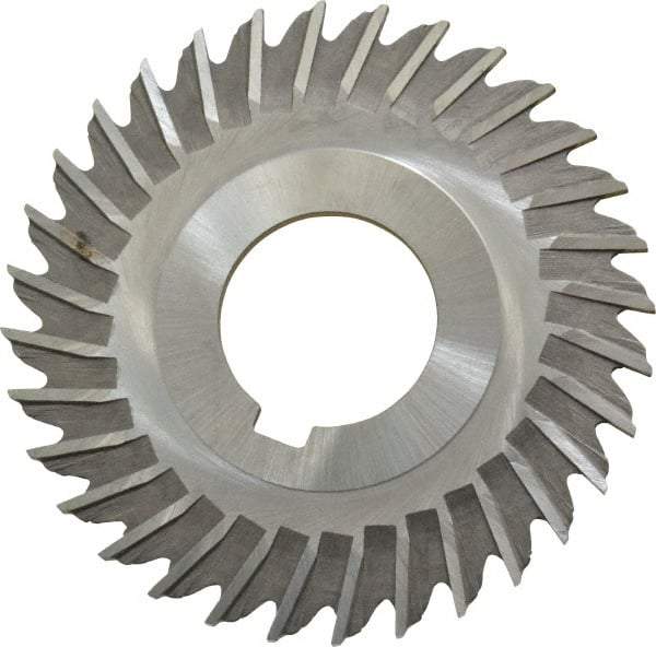 Made in USA - 3" Blade Diam x 3/32" Blade Thickness, 1" Hole, 32 Teeth, High Speed Steel Side Chip Saw - Straight Tooth, Arbor Connection, Right Hand Cut, Uncoated, with Keyway - Best Tool & Supply