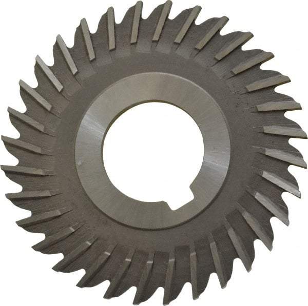 Made in USA - 3" Blade Diam x 1/8" Blade Thickness, 1" Hole, 32 Teeth, High Speed Steel Side Chip Saw - Straight Tooth, Arbor Connection, Right Hand Cut, Uncoated, with Keyway - Best Tool & Supply