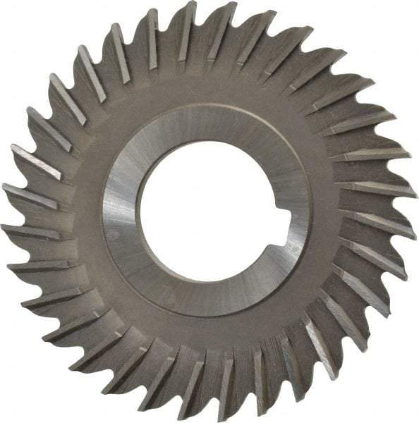 Made in USA - 3" Blade Diam x 5/32" Blade Thickness, 1" Hole, 32 Teeth, High Speed Steel Side Chip Saw - Straight Tooth, Arbor Connection, Right Hand Cut, Uncoated, with Keyway - Best Tool & Supply