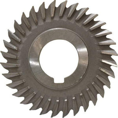 Made in USA - 3" Blade Diam x 7/32" Blade Thickness, 1" Hole, 32 Teeth, High Speed Steel Side Chip Saw - Straight Tooth, Arbor Connection, Right Hand Cut, Uncoated, with Keyway - Best Tool & Supply