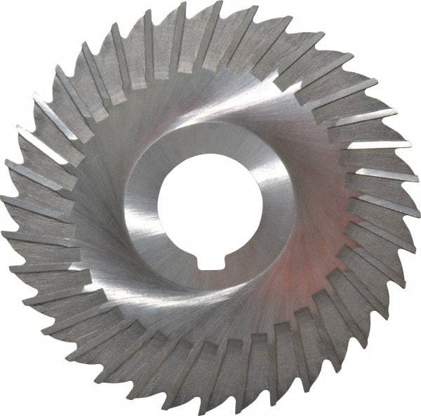 Made in USA - 4" Blade Diam x 1/16" Blade Thickness, 1" Hole, 36 Teeth, High Speed Steel Side Chip Saw - Straight Tooth, Arbor Connection, Right Hand Cut, Uncoated, with Keyway - Best Tool & Supply