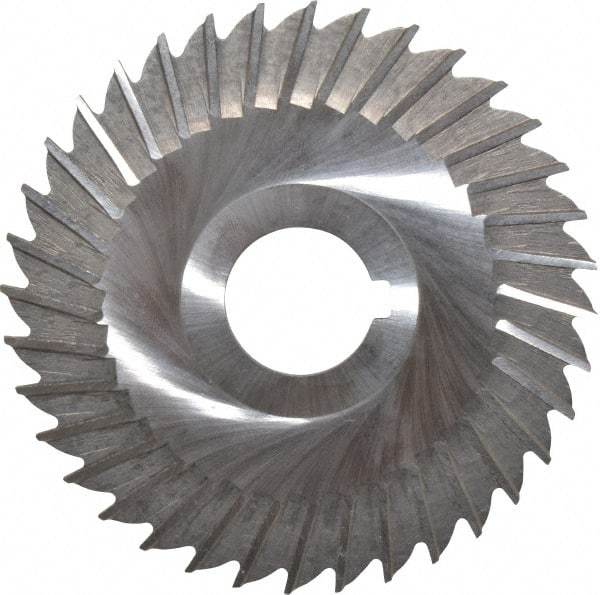 Made in USA - 4" Blade Diam x 3/32" Blade Thickness, 1" Hole, 36 Teeth, High Speed Steel Side Chip Saw - Straight Tooth, Arbor Connection, Right Hand Cut, Uncoated, with Keyway - Best Tool & Supply