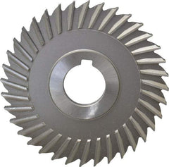 Made in USA - 4" Blade Diam x 1/4" Blade Thickness, 1" Hole, 36 Teeth, High Speed Steel Side Chip Saw - Straight Tooth, Arbor Connection, Right Hand Cut, Uncoated, with Keyway - Best Tool & Supply