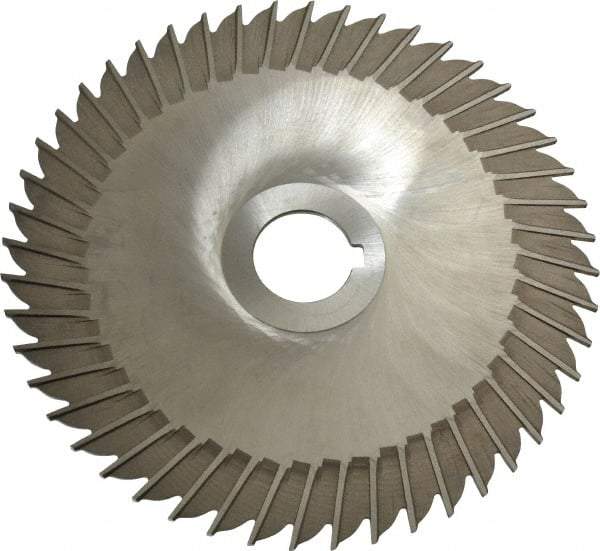 Made in USA - 6" Blade Diam x 3/32" Blade Thickness, 1" Hole, 48 Teeth, High Speed Steel Side Chip Saw - Straight Tooth, Arbor Connection, Right Hand Cut, Uncoated, with Keyway - Best Tool & Supply