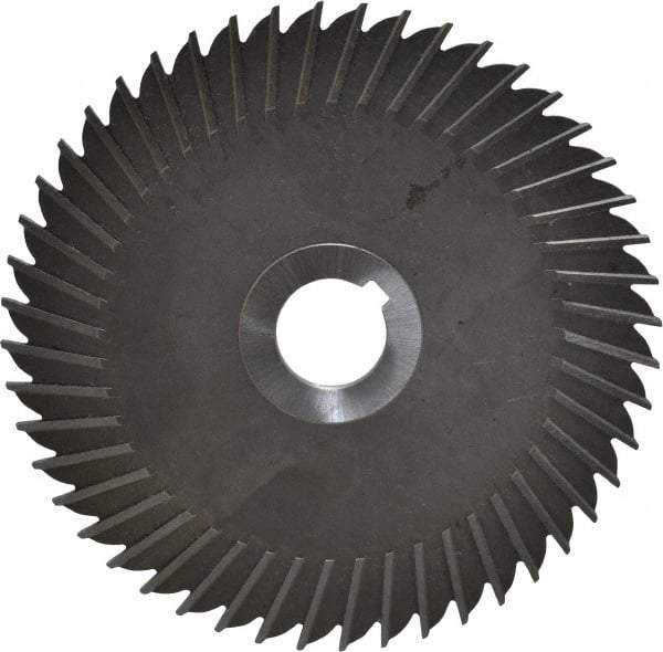 Made in USA - 6" Blade Diam x 1/8" Blade Thickness, 1" Hole, 48 Teeth, High Speed Steel Side Chip Saw - Straight Tooth, Arbor Connection, Right Hand Cut, Uncoated, with Keyway - Best Tool & Supply