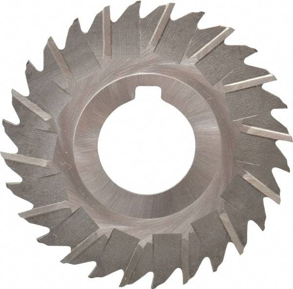 Made in USA - 3" Blade Diam x 1/16" Blade Thickness, 1" Hole, 28 Teeth, High Speed Steel Side Chip Saw - Staggered Tooth, Arbor Connection, Right Hand Cut, Uncoated, with Keyway - Best Tool & Supply