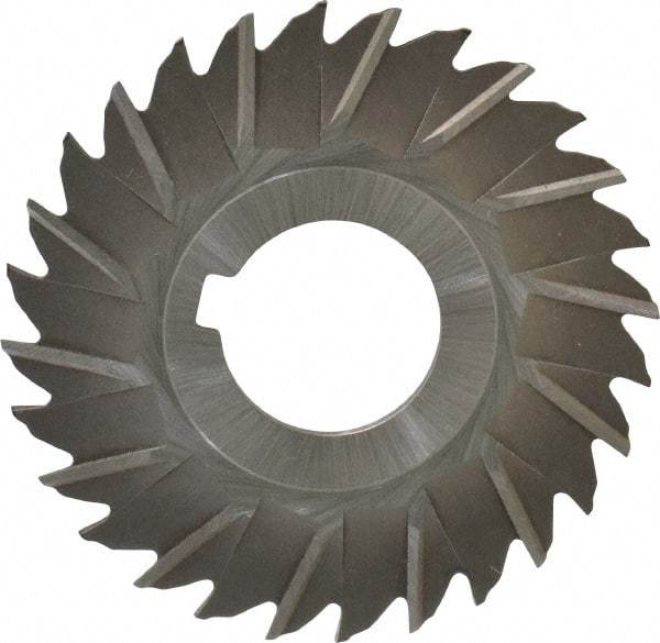 Made in USA - 3" Blade Diam x 5/64" Blade Thickness, 1" Hole, 28 Teeth, High Speed Steel Side Chip Saw - Staggered Tooth, Arbor Connection, Right Hand Cut, Uncoated, with Keyway - Best Tool & Supply