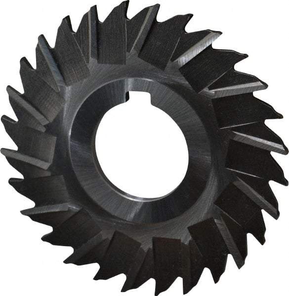 Made in USA - 3" Blade Diam x 7/64" Blade Thickness, 1" Hole, 28 Teeth, High Speed Steel Side Chip Saw - Staggered Tooth, Arbor Connection, Right Hand Cut, Uncoated, with Keyway - Best Tool & Supply