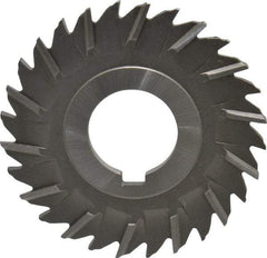 Made in USA - 3" Blade Diam x 9/64" Blade Thickness, 1" Hole, 28 Teeth, High Speed Steel Side Chip Saw - Staggered Tooth, Arbor Connection, Right Hand Cut, Uncoated, with Keyway - Best Tool & Supply