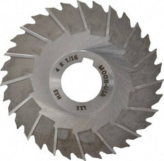 Made in USA - 4" Blade Diam x 1/16" Blade Thickness, 1" Hole, 32 Teeth, High Speed Steel Side Chip Saw - Staggered Tooth, Arbor Connection, Right Hand Cut, Uncoated, with Keyway - Best Tool & Supply