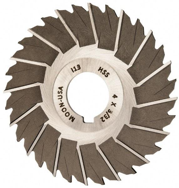 Made in USA - 4" Blade Diam x 3/32" Blade Thickness, 1" Hole, 32 Teeth, High Speed Steel Side Chip Saw - Staggered Tooth, Arbor Connection, Right Hand Cut, Uncoated, with Keyway - Best Tool & Supply