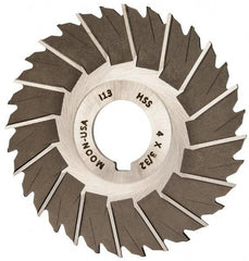 Made in USA - 4" Blade Diam x 3/32" Blade Thickness, 1" Hole, 32 Teeth, High Speed Steel Side Chip Saw - Staggered Tooth, Arbor Connection, Right Hand Cut, Uncoated, with Keyway - Best Tool & Supply