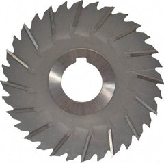 Made in USA - 4" Blade Diam x 1/8" Blade Thickness, 1" Hole, 32 Teeth, High Speed Steel Side Chip Saw - Staggered Tooth, Arbor Connection, Right Hand Cut, Uncoated, with Keyway - Best Tool & Supply