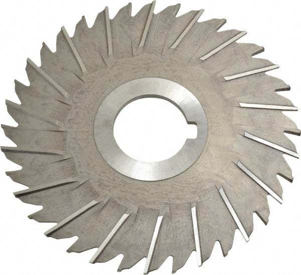 Made in USA - 5" Blade Diam x 1/8" Blade Thickness, 1-1/4" Hole, 36 Teeth, High Speed Steel Side Chip Saw - Staggered Tooth, Arbor Connection, Right Hand Cut, Uncoated - Best Tool & Supply