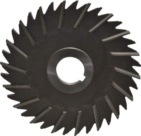 Made in USA - 5" Blade Diam x 3/16" Blade Thickness, 1" Hole, 36 Teeth, High Speed Steel Side Chip Saw - Staggered Tooth, Arbor Connection, Right Hand Cut, Uncoated, with Keyway - Best Tool & Supply