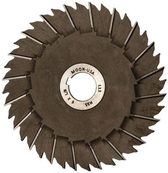 Made in USA - 6" Blade Diam x 1/8" Blade Thickness, 1" Hole, 40 Teeth, High Speed Steel Side Chip Saw - Staggered Tooth, Arbor Connection, Right Hand Cut, Uncoated, with Keyway - Best Tool & Supply