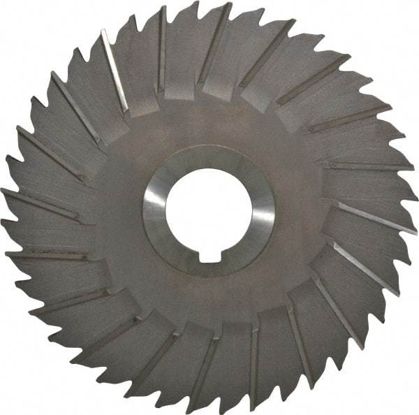 Made in USA - 6" Blade Diam x 5/32" Blade Thickness, 1-1/4" Hole, 40 Teeth, High Speed Steel Side Chip Saw - Staggered Tooth, Arbor Connection, Right Hand Cut, Uncoated, with Keyway - Best Tool & Supply