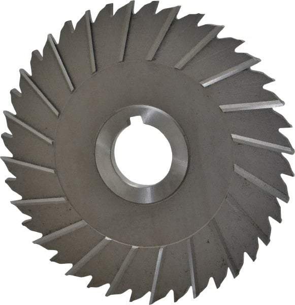 Made in USA - 6" Blade Diam x 1/4" Blade Thickness, 1-1/4" Hole, 40 Teeth, High Speed Steel Side Chip Saw - Staggered Tooth, Arbor Connection, Right Hand Cut, Uncoated - Best Tool & Supply