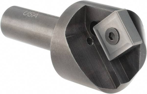 Cutting Tool Technologies - 100° Included Angle, 1.15" Max Cut Diam, 1.15mm Body Diam, 1/2" Shank Diam, 2-3/8" OAL, Indexable Countersink - 0.27" LOC, Square Insert, SNMG 432 Insert Style, Negative Rake, Series NC - Best Tool & Supply