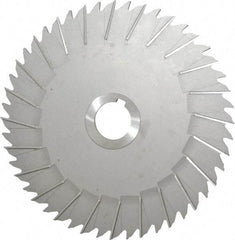 Made in USA - 8" Blade Diam x 3/16" Blade Thickness, 1-1/4" Hole, 48 Teeth, High Speed Steel Side Chip Saw - Staggered Tooth, Arbor Connection, Right Hand Cut, Uncoated, with Keyway - Best Tool & Supply