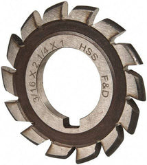 Made in USA - 3/16" Radius, 3/16" Circle Diam, 2-1/4" Cutter Diam, Arbor Connection, Convex Radius Cutter - High Speed Steel, Uncoated, Form Relieved, 14 Teeth - Best Tool & Supply