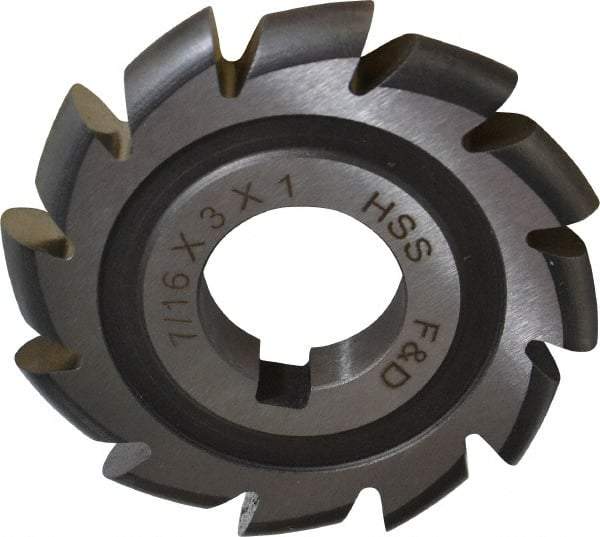 Made in USA - 7/32" Radius, 7/16" Circle Diam, 3" Cutter Diam, Arbor Connection, Convex Radius Cutter - High Speed Steel, Uncoated, Form Relieved, 12 Teeth - Best Tool & Supply