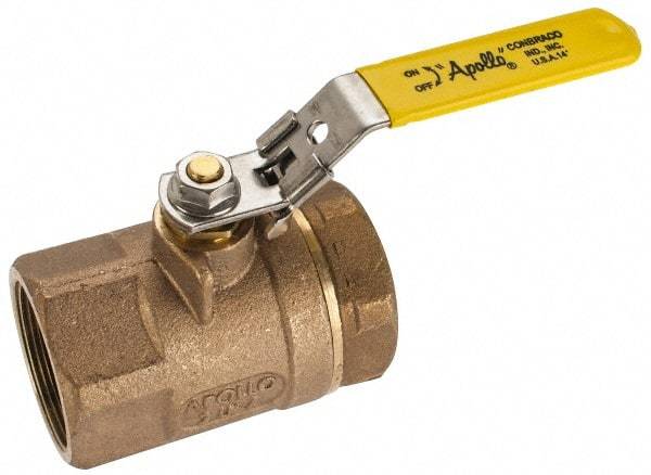 Apollo - 2" Pipe, Standard Port, Bronze Standard Ball Valve - 2 Piece, NPT Ends, Locking Lever Handle, 600 WOG, 150 WSP - Best Tool & Supply