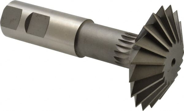 Made in USA - 2-1/4° 2-1/4" Cut Diam, 3/4" Cut Width, 7/8" Shank, High Speed Steel Double-Angle Cutter - Best Tool & Supply