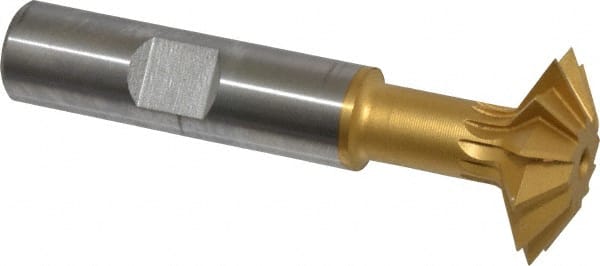 Made in USA - 1° 1" Cut Diam, 5/16" Cut Width, 1/2" Shank, High Speed Steel Double-Angle Cutter - Best Tool & Supply