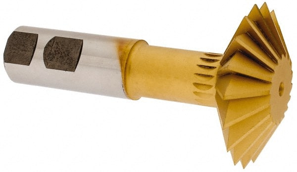 Made in USA - 2-1/4° 2-1/4" Cut Diam, 3/4" Cut Width, 7/8" Shank, High Speed Steel Double-Angle Cutter - Best Tool & Supply