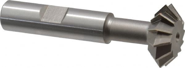 Made in USA - 1° 1" Cut Diam, 3/8" Cut Width, 1/2" Shank, High Speed Steel Double-Angle Cutter - Best Tool & Supply