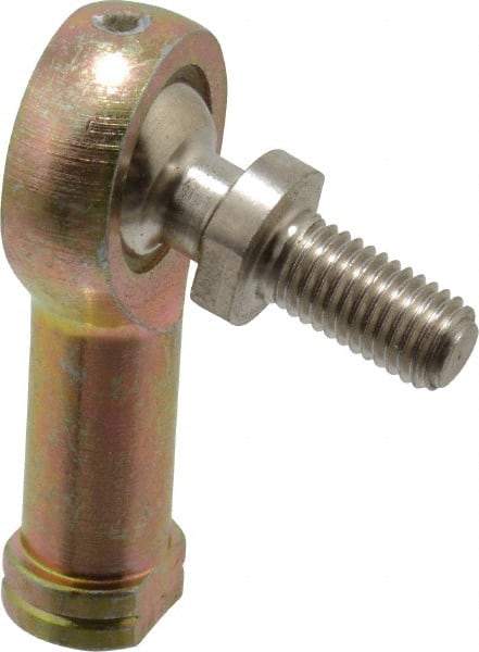 Alinabal - 1/4" ID, 3/4" Max OD, 1,650 Lb Max Static Cap, Spherical Rod End - 1/4-28 LH, 3/8" Shank Diam, 3/4" Shank Length, Steel with Molded Nyloy Raceway - Best Tool & Supply