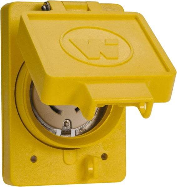 Value Collection - 125/250 VAC, 30 Amp, L14-30R NEMA, Ungrounded Receptacle - 3 Poles, 4 Wire, Female End, Yellow - Best Tool & Supply