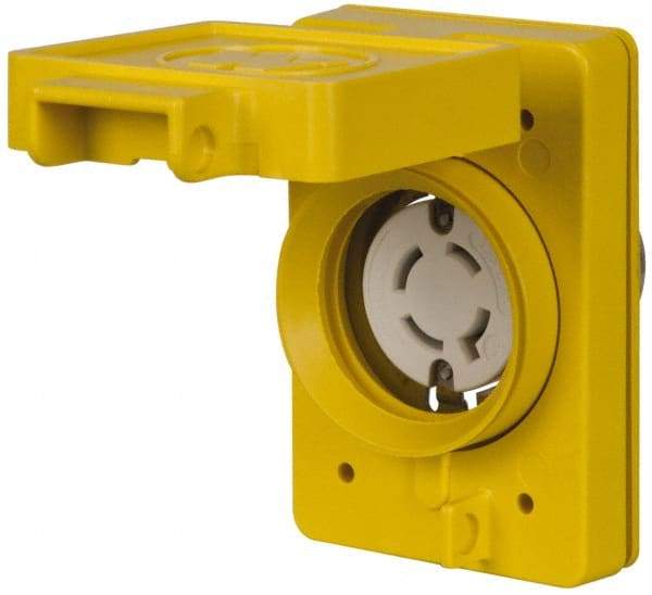 Value Collection - 480 VAC, 20 Amp, L16-20R NEMA, Self Grounding Receptacle - 3 Poles, 3 Wire, Female End, Yellow - Best Tool & Supply