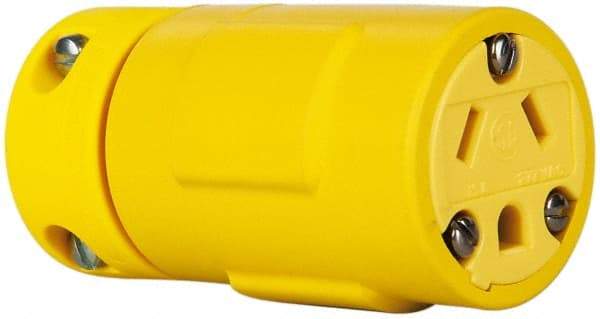 Value Collection - 277 VAC, 15 Amp, 7-15 NEMA, Straight, Ungrounded, Industrial Grade Connector - 2 Pole, 3 Wire, Rubber, Yellow - Best Tool & Supply