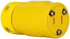 Value Collection - 125 VAC, 15 Amp, 1-15R NEMA, Straight, Ungrounded, Industrial Grade Connector - 2 Pole, 2 Wire, 1 Phase, Rubber, Yellow - Best Tool & Supply