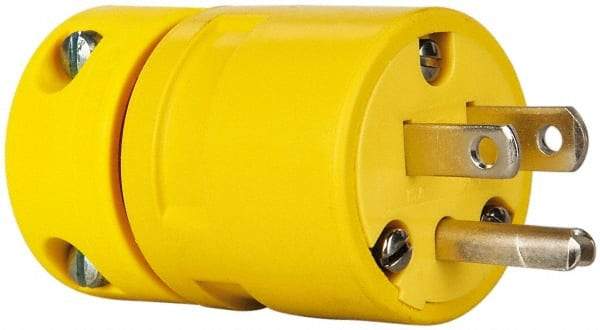 Value Collection - 125 VAC, 15 Amp, 5-15 NEMA, Straight, Ungrounded, Industrial Grade Plug - 2 Pole, 3 Wire, 1 Phase, Rubber, Yellow - Best Tool & Supply