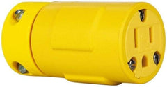 Value Collection - 125 VAC, 15 Amp, 5-15 NEMA, Straight, Ungrounded, Industrial Grade Connector - 2 Pole, 3 Wire, 1 Phase, Rubber, Yellow - Best Tool & Supply