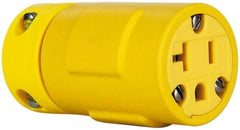 Value Collection - 125 VAC, 20 Amp, 5-20 NEMA, Straight, Ungrounded, Industrial Grade Connector - 2 Pole, 3 Wire, 1 Phase, Rubber, Yellow - Best Tool & Supply