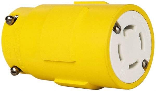 Value Collection - 125/250 VAC, 30 Amp, NonNEMA, Straight, Ungrounded, Industrial Grade Connector - 4 Pole, 4 Wire, 1 Phase, Rubber, Yellow - Best Tool & Supply