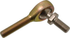 Alinabal - 1/4" ID, 3/4" Max OD, 1,650 Lb Max Static Cap, Spherical Rod End - 1/4-28 RH, 3/8" Shank Diam, 1" Shank Length, Steel with Molded Nyloy Raceway - Best Tool & Supply