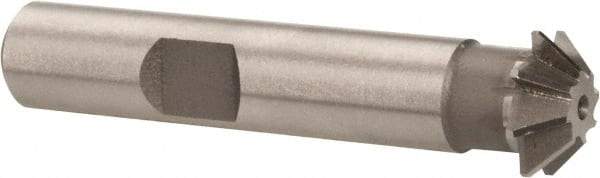 Made in USA - 1/2" Diam x 1/8" Width of Cut, 45° Included Angle, Shank Connection, High Speed Steel Single Angle Cutter - 3/8" Shank Diam, 2-1/8" Overall Length, Right Hand Cut, Uncoated - Best Tool & Supply