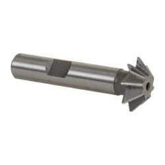 Made in USA - 3/4" Diam x 3/16" Width of Cut, 45° Included Angle, Shank Connection, High Speed Steel Single Angle Cutter - 3/8" Shank Diam, 2-1/8" Overall Length, Right Hand Cut, Uncoated - Best Tool & Supply