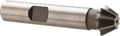 Made in USA - 1/2" Diam x 7/32" Width of Cut, 60° Included Angle, Shank Connection, High Speed Steel Single Angle Cutter - 3/8" Shank Diam, 2-1/8" Overall Length, Right Hand Cut, Uncoated - Best Tool & Supply