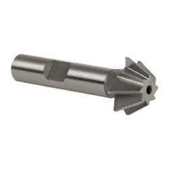 Made in USA - 3/4" Diam x 5/16" Width of Cut, 60° Included Angle, Shank Connection, High Speed Steel Single Angle Cutter - 3/8" Shank Diam, 2-1/8" Overall Length, Right Hand Cut, Uncoated - Best Tool & Supply